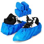 Green Convenience 200 Pack 100 Pairs Disposable Shoe Covers Boot Cover Waterproof, Dust Proof, One Size Fit Most, Non-Slip, Blue, Protect Your Shoes, Floor, Carpet