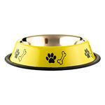 Foodie Puppies Stainless Steel Paw Bone Printed Bowl for Dogs, Cats & Any Pets - 1800ml, Large (Vibrant Yellow) I Non-Skid Rubber Bottom Food/Water Bowl I Non-Toxic & 100% Safe for Pets