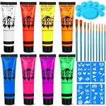 UV Glow Blacklight Neon Face and Body Paint, 8 Tubes 0.84oz Glow in the Dark Body Paints, Neon Fluorescent Glow in Dark Party Supplies