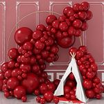 Red Balloons Double Stuffed, Ruby Red Balloon Garland Kit Dark Red Latex Balloons Different Sizes 18/12/10/5 Inch Burgundy Maroon Red Balloon Arch for Birthday Wedding Valentine Day Party Decorations