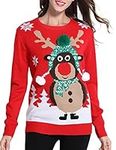 *daisysboutique* Women's Christmas Reindeer Themed Knitted Holiday Sweater Girl Pullover (X Large, Warm)