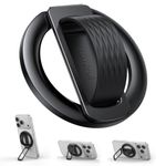 Lamicall Magnetic Phone Ring Holder - [Soft Silicone Loop] Vertical-Friendly Magnetic Phone Stand, Magnet Finger Ring Stand, Cellphone Grip Holder for Mom for iPhone 17/16/15/14, Pro Max, Air, Black