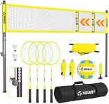 Patiassy Height and Width Adjustable Volleyball and Badminton Combo Set with Net
