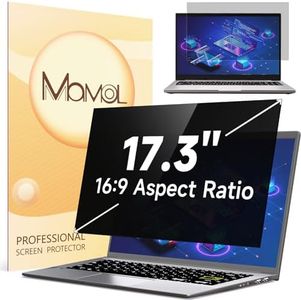 Mamol Laptop Privacy Screen 17.3 Inch 16:9 Aspect Ratio, Anti Blue Light Glare Privacy Filter, Removable Laptop Screen Privacy Shield 17.3 in, Anti-Scratch Screen Protector