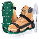 Lawn Aerator Shoes with Stainless Steel Shove, Ohuhu Lawn Aerator Sandals with Hook & Loop Straps, Spiked Aerating Sandals for Yard Patio Lawn Garden, One-Size-Fits-All, Green