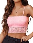 Avidlove y2k Top Lace Camisole Crop Cami Strappy Going Out Crop Tank (Pink X-Large)