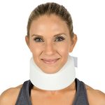 Vive Neck Brace - Foam Cercival Collar Adjustable Soft Support Can Be Used During Sleep - Wraps Aligns and Stabilizes Vertebrae - Relieves Pain and Pressure in Spine (White, 3" Width)