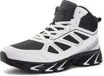 Joomra High Top Walking Shoes for Men Size 9.5 Basketball Fashion Hi Mid Boots Sneakers Travel Work Motorcycle Black White 44
