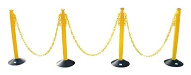 Cowboy Color Plastic Pole Set 4 Yellow Pillars + 4 Rubber Base + 3 Chain 2M (Yellow)