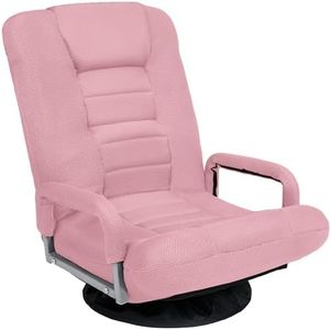 Best Choice Products Swivel Gaming Chair 360 Degree Multipurpose Floor Chair Rocker for TV, Reading, Playing Video Games w/Lumbar Support, Armrest Handles, Adjustable Foldable Backrest - Pink