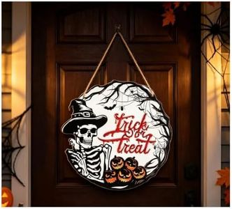 2026 Creepy Halloween Hanging Ornaments,Large Size,Spooky Trick Or Treat Decoration,Wooden Skeleton Ornaments for Front Door/Halloween Parties