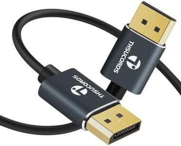 Thsucords Flexible Thin 8K 4K DisplayPort Cable 0.5M, Ultra Slim DP to DP 1.4 Cord Support 8K@60Hz, 4K@120Hz 32.4Gbps Compatible with Gaming Laptop TV PC Computer Monitor