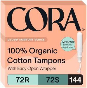 Cora Organic Cotton Tampons Multipack (72 Regular, 72 Super Tampons)