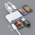 4 in 2 SD Card Reader for iPhone/iPad, USB C/Lightning to Micro SD/SD Card Adapter with SD MicroSD Type-C USB 4 Slots, Camera Card Viewer Memory Card Reader for iPhone/iPad/Android/Camera