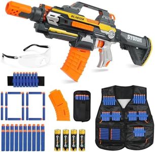 Automatic Rifle Toy Gun with Tactical Vest Kit, Big Nerf Machine Gun Realistic Electric Dart Blaster, Air Soft Rubber Bullet Shell Ejecting Rapid Fire Gifts for Boys 6-12 Kids Birthday Christmas