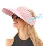 MUSICOZY Visor Hats for Women Beach Hats for Women Sun Visor Hats UPF 50+ UV Protection for Sports Golf Tennis Running Pink, Pink, One Size