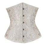 Zhitunemi Women's Lace Up Boned Jacquard Brocade Waist Training Underbust Corset, Beige, XL