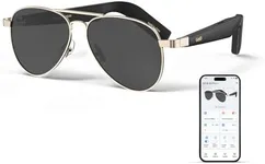 GetD Trendy Aviator Wireless Bluetooth Glasses for Men Women,Retro Double Bridge Metal Polarized Sunglasses with Bluetooth Speaker UV Protection,Navigator