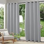 RYB HOME 2 Panels Windproof Outdoor Curtains for Patio, Weighted Heavy Duty Panels Waterproof Drapes Thermal Insulated Blackout Privacy Shades for Porch Balcony Cabana, Grey, W52 xL84 inch