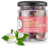 iOrganic Indian Jasmine Rose Black Tea | Natural Organic Tea | Stress Relieving & Calming | Blend of Jasmine Rose with Cardamom & Cinnamon (35g)