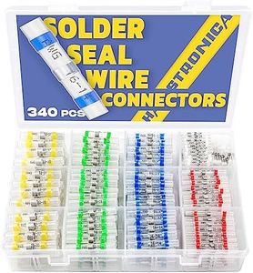 340PCS Solder Seal Wire Connectors-haisstronica Marine Grade Heat Shrink Wire Connectors-Butt Splice Wire Terminals for Marine,Electrical with Corrosion and Weatherproof(5Colors/5Sizes)