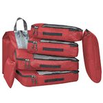 FATMUG Packing Cubes Travel Bag Organiser Set of 7 (2 L, 2 M, Shoe pouch, Laundry Bag & pouch) - Red