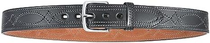 Bianchi Unisex-Adult Bianchi B12 Fancy Stitched Belt, 1.5" Width, Black Finish, Chrome Buckle, SZ34 1185250, Black, Size 34