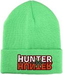 Hunter X Hunter Anime Embroidered Logo Patch Neon Green Knitted Beanie Hat