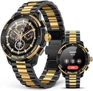 SOUYIE SW-7 Lux Smart Watch for Men, High-Gloss Ceramic Bezel & Two-Tone Steel, 1.43" AMOLED Display, AI GPT Voice Assistant, Bluetooth Calls, Health Monitor, 100+ Sports Modes, Compatible iOS Android