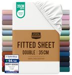 Utopia Bedding Fitted Sheet Double, White - Deep Pocket 14 inch (35 cm) - Easy Care - Soft Brushed Polyster - Microfibre Fabric - Shrinkage and Fade Resistant - Bottom Sheet