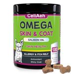 Omega 3 for Dogs - Salmon Oil for Dogs Skin and Coat Supplement with EPA & DHA Fatty Acids - Dog Itch & Allergy Relief, Anti Shedding, Shiny Coats - Promotes Heart, Hip & Joint Support - 180 Counts