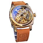 FORSINING Mens Watches,Transparent Skeleton Luxury Big Dial Automatic Mechanical Wristwatch Men Business Leather Watch Hand Winding