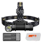 Premium Bundle: NITECORE HC33 1800 Lumen High Performance Versatile L-Shaped LED Headlamp with 2x 3500mAh 8A 18650 Battery, UM20 Battery Charger and Lumen Tactical Battery Organizer