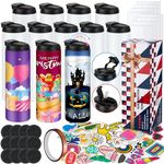 12 Pack 20 oz Sublimation Tumblers Dual Opening Blank Bottles Triple-Insulated Stainless Steel Water Bottle with Straw Lid Blank Tumbler Bulk with Shrink Wrap, Rubber Base, Heat Tape for Heat Transfer