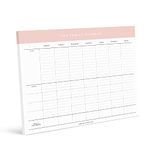 Bliss Collections Family Planner with 50 Undated 8.5 x 11 Tear-Off Sheets - Simple Pink Daily and Weekly Calendar for Planning and Organizing Family Activities, Appointments, Tasks, Chores and Meals