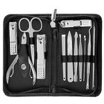 Nail Kit, Manicure Kit, Nail Care Kit For Women, Manicure Pedicure Set, Nail Clippers Toenail Clippers Kit, Professional Manicure Kit Pedicure Kit, silvery Travel Case, Set of 12.