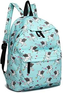 Kono Sac �à dos pour enfants - Sac à dos en toile - Motif licorne - Pour filles et garçons - Imprimé tendance - Pour étudiants, adolescents, bleu, L, Décontracté