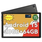 Gleeso Tablet 10 inch Android 15 Octa-Core Processor, 20GB+64GB/1TB TF, Face ID丨OTG, IPS丨1280*800丨WiFi 6丨BT5.3丨Tab PC with Dual Camera 5MP+8MP, 5000mAh, Support Split-Screen, Widevine L1(Black)