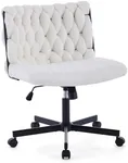 GarveeHome Criss Cross Chair with Wheels, Wide Seat Home Office Desk Chair, Armless Makeup Vanity Chair, Modern Cross Legged Swivel Comfy Chair, Computer Task Chair for Home Office, Beige