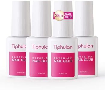 TIPHULAN 28ml Brush On Nail Glue for Press On, Acrylic Nails - Super Strong, Durable & Long-Lasting, Mess Free, Travel Friendly, 0.92 oz(4PCS)