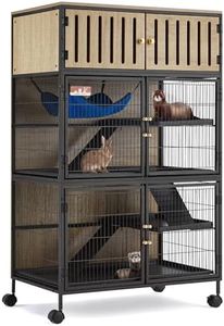HABUTWAY Metal Large Guinea Pig Cages 5 Levels, 50.0" H Rolling Ferret Cage with Removable Ramps & Double Door, Cage with Locker, Squirrel Cage Christmas Decoration Pet Crate Furniture