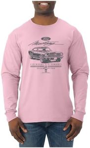Ford Mustang Legendary Performance Est 1964 | Retro Vintage | Novelty Merch Racing Merchandise Cars and Trucks Mens Long Sleeve Shirt, Light Pink, 3X-Large