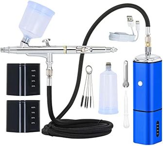 COLOR PEAK Airbrush Kit with Compressor Cordless Dual Action Airbrush Set Rechargeable Detachable Air Brush Gun Portable Airbrush Kit for Makeup Art Painting Craft Cake Tattoo Model Barber