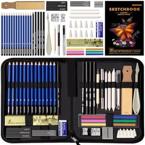 EGOSONG 41 Pack Professional Art Supplies – Graphite/Charcoal Pencils Art Set – All in One Drawing Tools Sketching Art Kit with Sketchbook – Portable Travel Drawing Kit for Adults Beginners & Artists