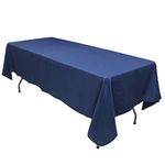 KaitatsuSen Oblong Rectangular Polyester Fabric Tablecloth, Navy Blue, 59x118-Inch(150x300cm)