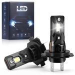 H7 LED Headlight Bulb, 50W 14000LM Mini H4 Bulbs 6500K 300% Cool White Wireless Car Conversion Kit High Low Beam Lights Halogen Replacement Non-polarity Plug and Play, Pack of 2