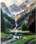 Paint by Numbers, Paint by Number for Adults Kids Beginner Painting by Number On Canvas Mountain and Waterfall Oil Painting Arts and Crafts for Home Wall Decor 16x20 Inch