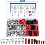 120 Pcs Bolt Hole Tinned Copper Terminals Set, Ring Cable Wire Lugs Terminals Connectors, Battery SC Terminal Set, Marine Grade Cold-Pressed Crimp Type