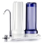 iSpring CKC2 Countertop Drinking Water Filtration System, 2 Stage High Output Includes Activated Carbon Block Filters, White