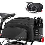 Eyein Bike Rear Rack Bag, 12L Waterproof Reflective Bicycle Trunk Bag, Cycling Rear Seat Carrier Bag Backseat Storage Luggage with Water Bottle Holder, Shoulder Strap for MTB Bike E-Bike